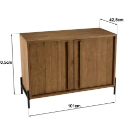 Buffet 2 portes, 1 étagère en bois de teck recyclé