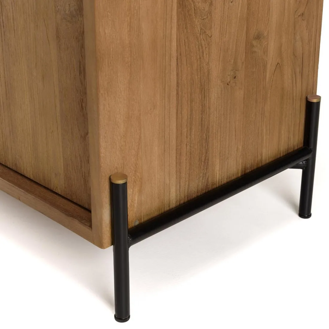 Buffet 2 portes, 1 étagère en bois de teck recyclé