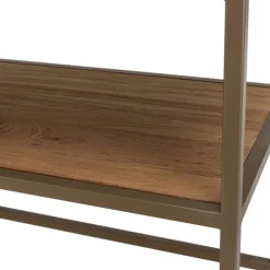 Buffet 2 portes, 2 étagères amovible en bois de teck recyclé et acier