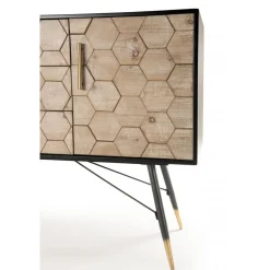 Buffet 2 portes 3 tiroirs scandinave en Sapin et métal - DEBBIE