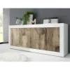 Buffet 4 portes BASIC blanc et décor chene pero