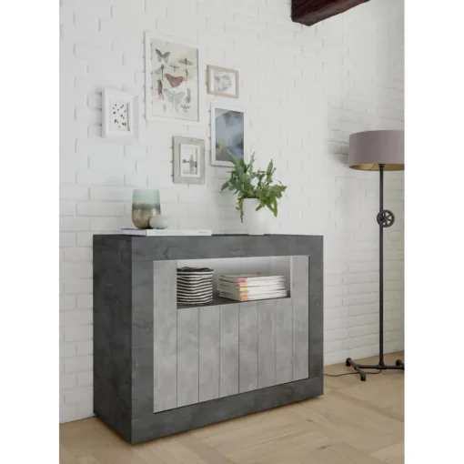 Buffet 2 portes battantes URBINO oxyde et cement
