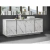 Buffet 4 portes CARRARA décor marbre blanc