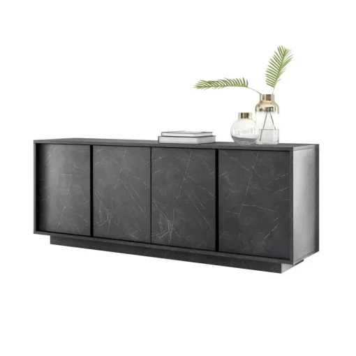 Buffet 4 portes CARRARA décor marbre noir