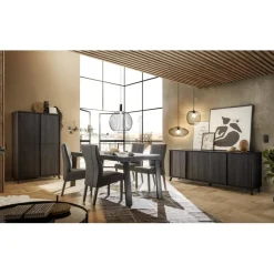 Buffet 4 portes chene gris foncé