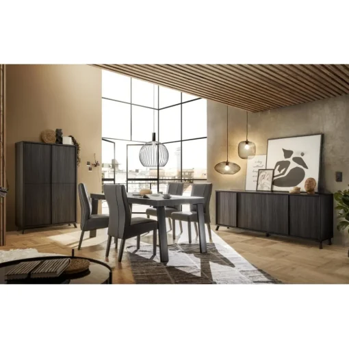 Buffet 4 portes chene gris foncé