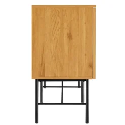 Buffet 4 portes décor effet bois rainuré noir et naturel SCOTT