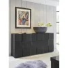 Buffet 3 portes en bois DAMA laqué anthracite brillant