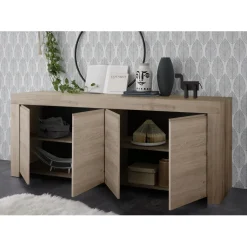 Buffet 4 portes en bois FIRENZE décor chene