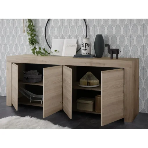 Buffet 4 portes en bois FIRENZE décor chene