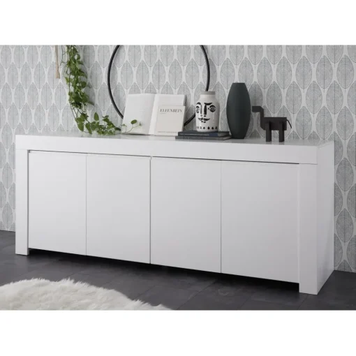 Buffet 4 portes en bois FIRENZE blanc opaque