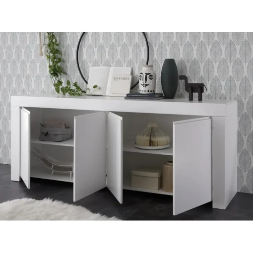 Buffet 4 portes en bois FIRENZE blanc opaque
