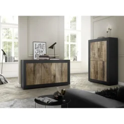 Buffet 3 portes en panneaux de particules bicolore