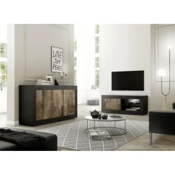 Buffet 3 portes en panneaux de particules bicolore
