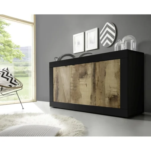 Buffet 3 portes en panneaux de particules bicolore