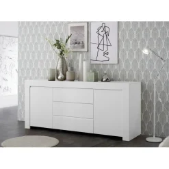 Buffet 2 portes et 3 tiroirs en bois FIRENZE blanc opaque