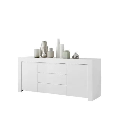Buffet 2 portes et 3 tiroirs en bois FIRENZE blanc opaque