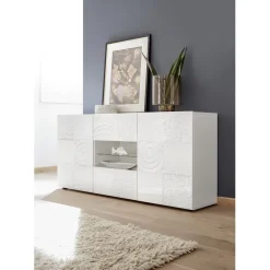Buffet 2 portes et 2 tiroirs MIRO laqué blanc brillant
