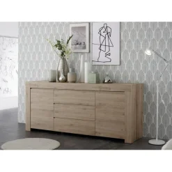 Buffet 2 portes et 3 tiroirs en bois FIRENZE décor chene