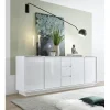 Buffet 4 portes et 3 tiroirs ICE laqué blanc brillant