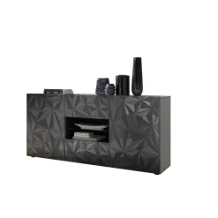 Buffet 2 portes et 2 tiroirs PRISMA laqué anthracite brillant