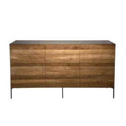 Buffet 3 Portes MADISON Bois Teck Recyclé Métal Et Pieds Métal