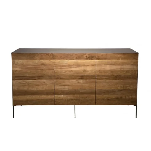 Buffet 3 Portes MADISON Bois Teck Recyclé Métal Et Pieds Métal