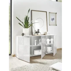Buffet 3 portes MIRO laqué blanc brillant