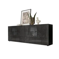 Buffet 4 portes MIRO laqué gris brillant