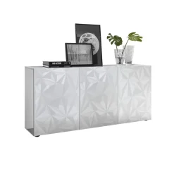 Buffet 3 portes PRISMA laqué blanc brillant