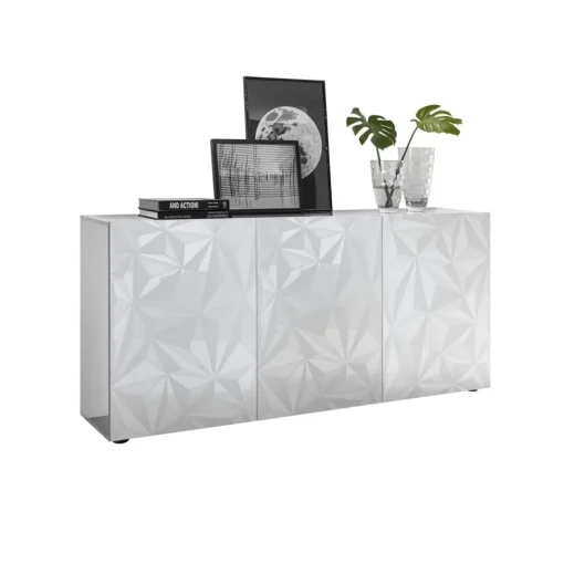 Buffet 3 portes PRISMA laqué blanc brillant