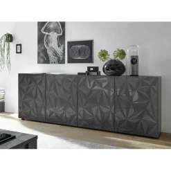 Buffet 4 portes PRISMA laqué anthracite brillant