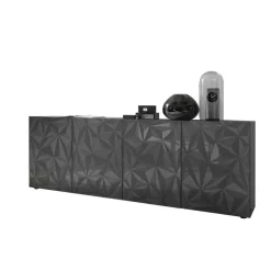 Buffet 4 portes PRISMA laqué anthracite brillant