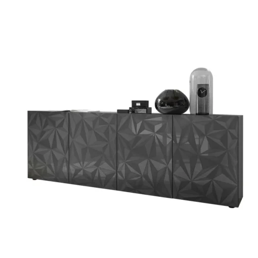 Buffet 4 portes PRISMA laqué anthracite brillant