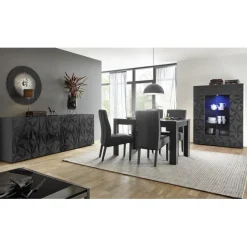 Buffet 4 portes PRISMA laqué anthracite brillant