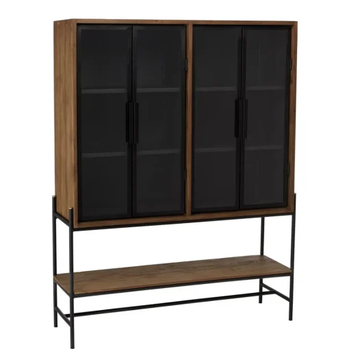 Buffet 4 portes vitrées 6 étagères 1 niche