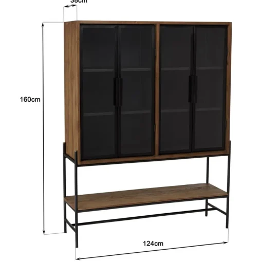 Buffet 4 portes vitrées 6 étagères 1 niche
