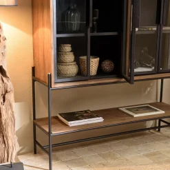 Buffet 4 portes vitrées 6 étagères 1 niche