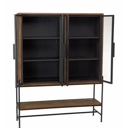 Buffet 4 portes vitrées 6 étagères 1 niche
