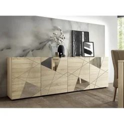 Buffet 4 portes VITTORIA décor chene avec sérigraphie