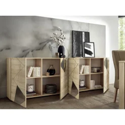 Buffet 4 portes VITTORIA décor chene avec sérigraphie