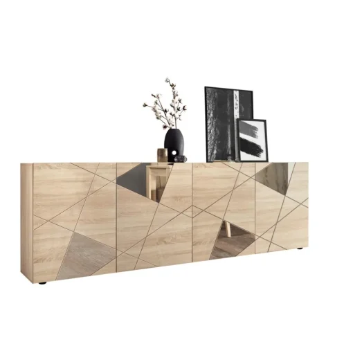 Buffet 4 portes VITTORIA décor chene avec sérigraphie