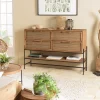 Buffet 4 tiroirs 1 étagère en bois de teck recyclé