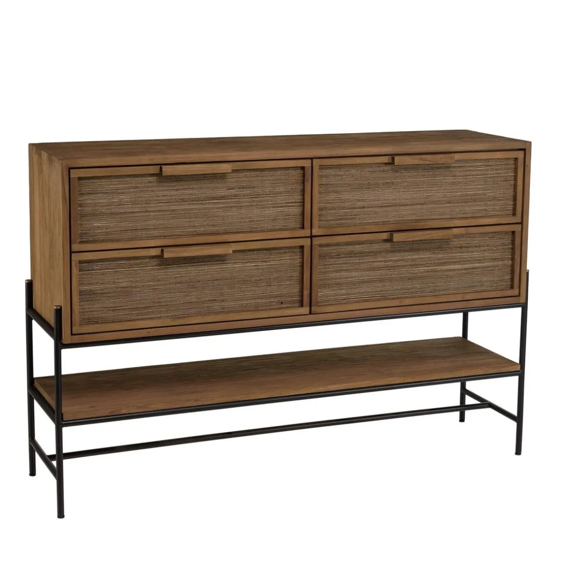 Buffet 4 tiroirs 1 étagère en bois de teck recyclé