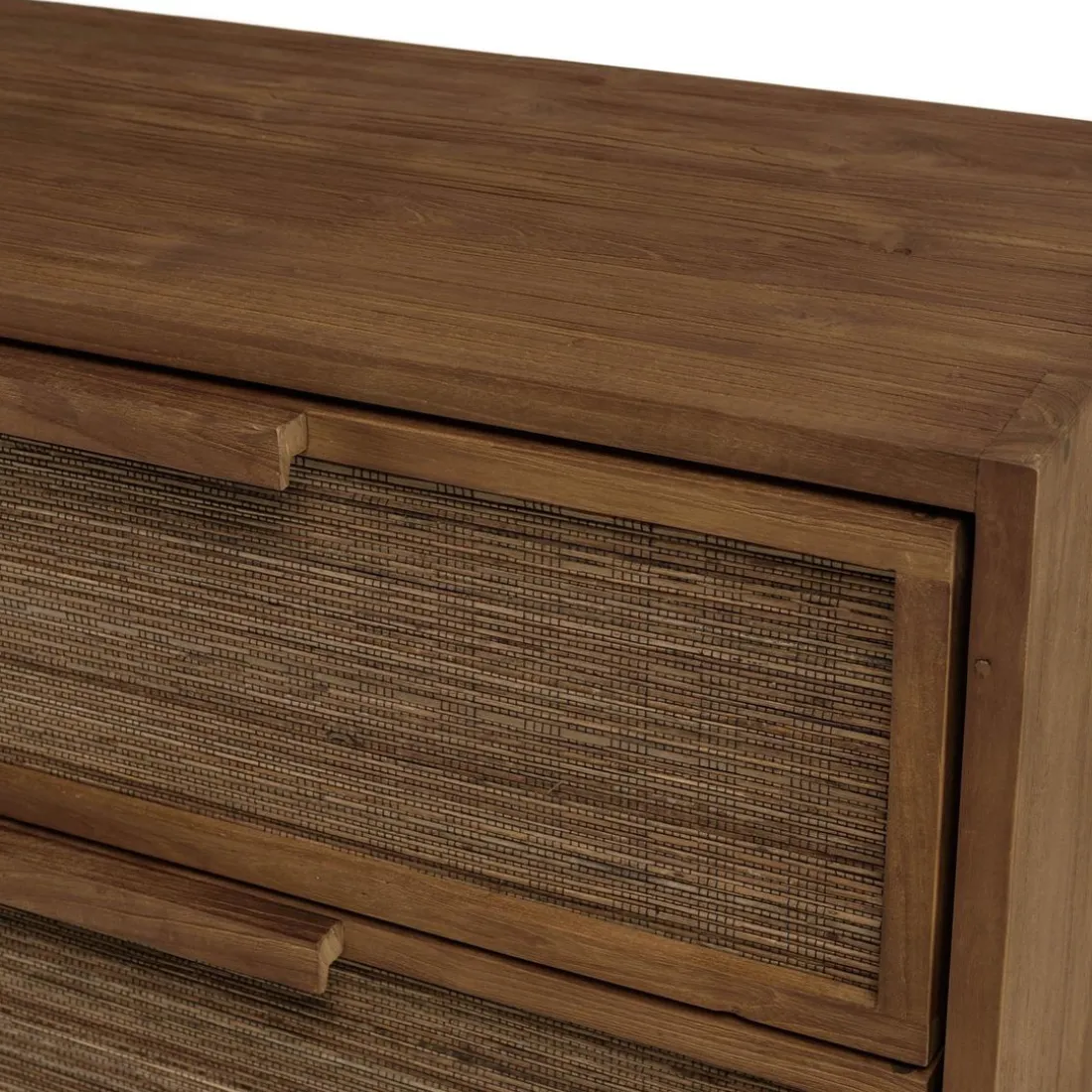 Buffet 4 tiroirs 1 étagère en bois de teck recyclé