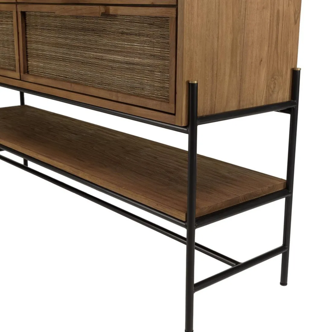 Buffet 4 tiroirs 1 étagère en bois de teck recyclé