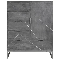 Buffet 5 Tiroirs Et 1 Porte Tina Gris