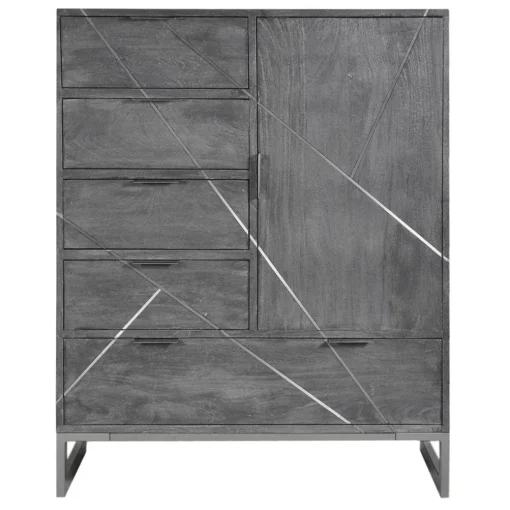 Buffet 5 Tiroirs Et 1 Porte Tina Gris