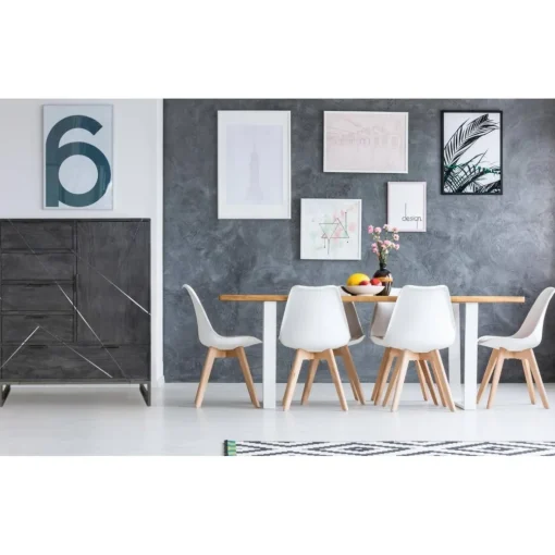 Buffet 5 Tiroirs Et 1 Porte Tina Gris