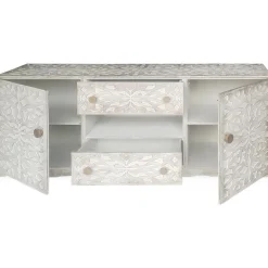 Buffet avec moulures PORTO Bois Blanc et Or